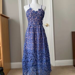 Blue Lace Midi Dress
